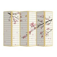 Fine Asianliving Paravent Japonais Interieur Japonai L 240 x H 180 cm Cloison Amovible Sakura Fleur de Cerisier