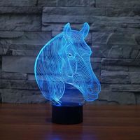 USB Nouveauté Cadeaux 7 Couleurs Changeantes Animal Cheval Led Night Lights 3D LED Bureau Lampe De Table comme Décoration de La