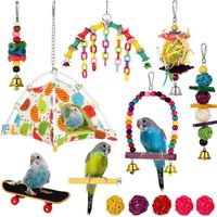 13 jouets à mâcher pour perroquet  balançoire  nid d'oiseau  hamac  perchoir  cloche  cage à oiseaux  jouets pour petites perruche
