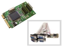Carte  Mini PCI Express série 4 PORTS COM RS232 FICHES DB9 avec Chipset MOSCHIP MCS9904