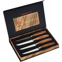LAGUIOLE - Coffret de 4 Couteaux à Steak avec Manches en Bois d'Olivier - acier inoxydable - marron