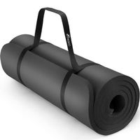 TRESKO Tapis d'exercice fitness yoga pilates gym, en Mousse NBR (185 x 60 x 1,5cm) Noir