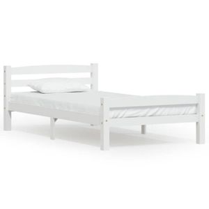 Lit Une Place En Bois Blanc 200x96cm - Occasion Bon état