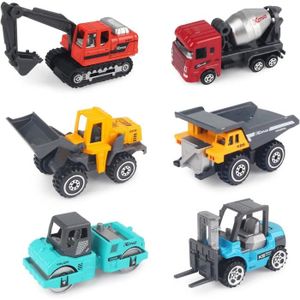 VOITURE - CAMION Lot de 6 mini véhicules de construction - Pour garçons et filles - Cadeau d'anniversaire de Noël - Âge de 3 ans - Bulldozer 