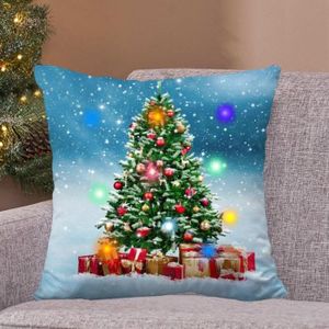 PERSONNAGES ET ANIMAUX Juste de coussin avec lumière LED,décoration joyeux Noël,- 45X45cm Double Side[Q]