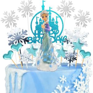 Gâteau d'anniversaire avec les figurines du film la Reine des Neiges