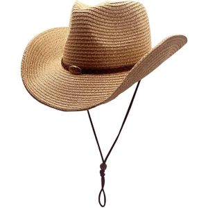 GBY Chapeau de cowboy pour femme et homme creux fait main en paille sombrero hombre cowgirl jazz casquettes taureau Paille 4 56-58cm 