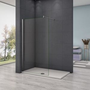 AICA paroi de douche 80x200cm douche /à litalienne en 10mm verre anticalcaire et securit avec une barre de fixation carr/ée 90cm