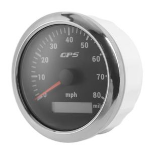 COMPTEUR Dilwe Jauge de vitesse GPS Compteur de Vitesse GPS 85 mm/3,35 po Odographe 80MPH/H Acier Inoxydable auto compte- Blanc