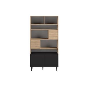 Bibliotheque Casier Bois Noir Achat Vente Pas Cher
