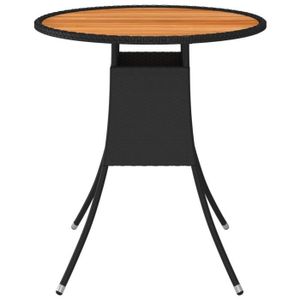 TABLE DE JARDIN  Table à dîner de jardin Noir Ø 70 cm Résine tressée et acacia 310466