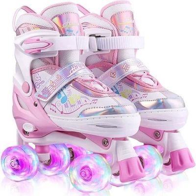 Patins à Roulettes Inline SFR Vortex Réglables Rose Pour Filles Junior - Taille UK 3 à 6 - Occasion En Super état