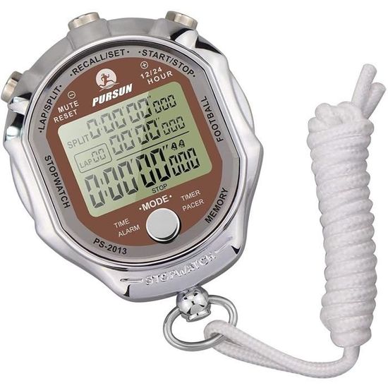 IKadiya Chronomètre De Sport Multifonction – écran Géant, Alarme, Cordon, Pour Foot, Basket, Course, Natation