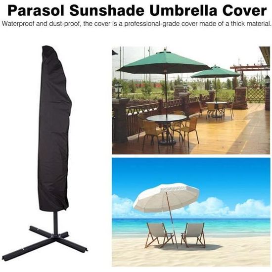 Housse Pour Parasol Droit 57x240 Cm – Tissu Oxford 210D Imperméable, Cordon élastique, Sac De Rangement Inclus