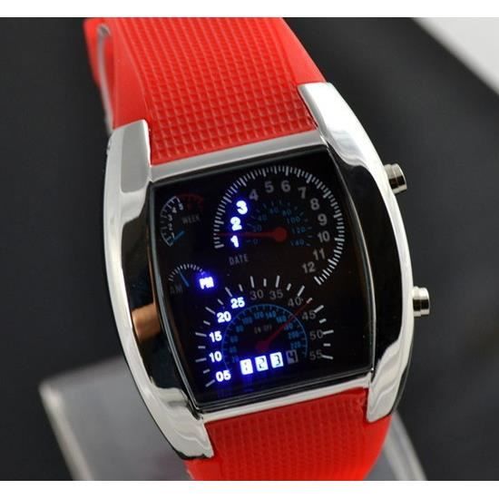 Montre Silicone Led Watch Binaire Compteur Voiture Acier Achat