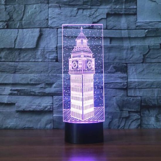 Chambre Décor De Chevet 3D Big Ben Nuit Lumière Colorée Bâtiment Londres Elizabeth Tour Lampe de Table Bébé Sommeil Éclairage Cadeau