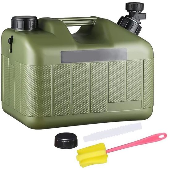 Bidon Eau Camping 5L Avec Robinet – Récipient PC Qualité Alimentaire, Poignée, Tube Extensible, Brosse Incluse