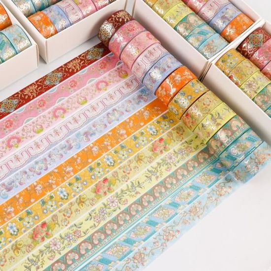 Lot de 7 rouleaux de ruban adhésif washi décoratif avec paillettes pour