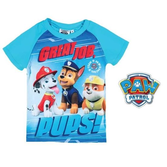 Pat Patrouille Gar/çon Tee-Shirt de Bain Bleu