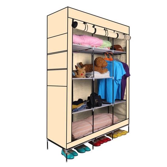 Armoire de Rangement Penderie de Vêtement， Étagères Placard de Stokage