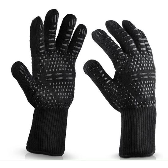 Gant De Cuisine Noir Résistant à La Chaleur 250°C - BBQ, Four, Grill - Adhérence Silicone - Lavable