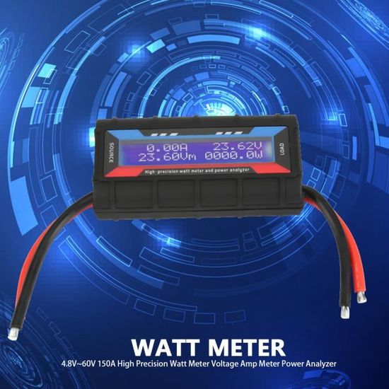 DollaTek Wattmètre Haute Précision 4.8V-60V 150A - Moniteur De Puissance LCD Pour Batterie RC, Solaire Et Éolien