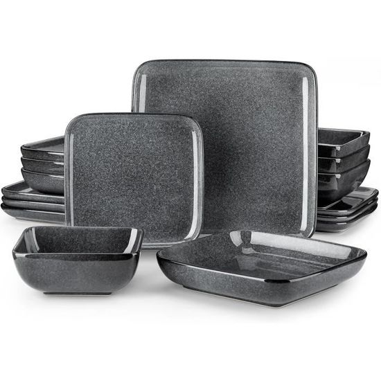 HOMLA Mooka Saladier Céramique Noir Brillant 24 Cm Avec Cuillère Et Fourchette Bois - Vaisselle Élégante