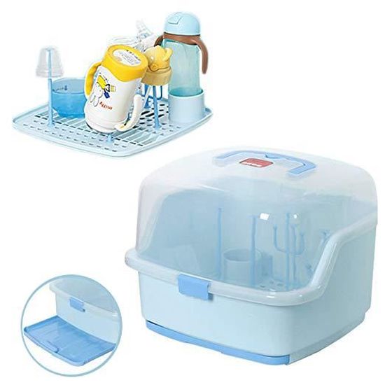 Égouttoir à Biberons Avec Couvercle - Rangement Anti-poussière Et Bac De Vidange Amovible | Boîte De Séchage Pour Bouteilles Bébé, Portable Et Pliable - 2
