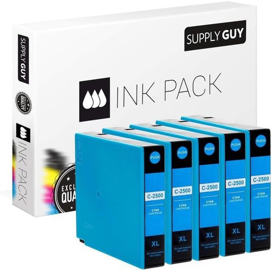5 Cartouches D'Encre Xxl (Cyan) Avec Puce Compatible Avec Canon Cli-581