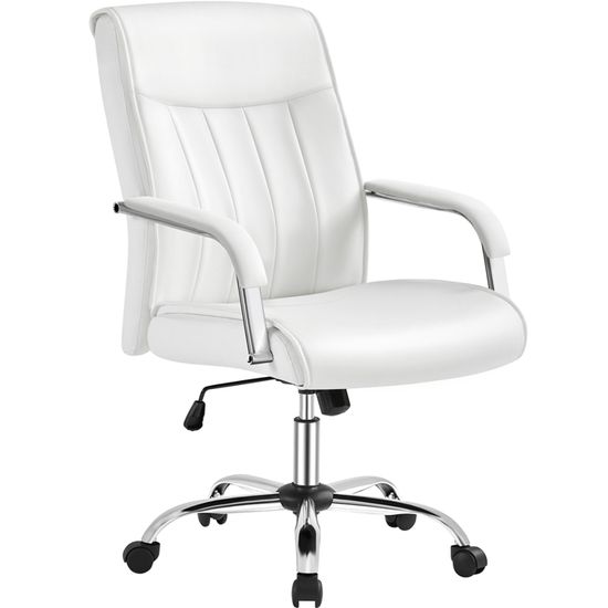 Fauteuil Bureau Yaheetech Ergonomique - Dossier Nuage, Réglable Hauteur, Roulettes - Blanc