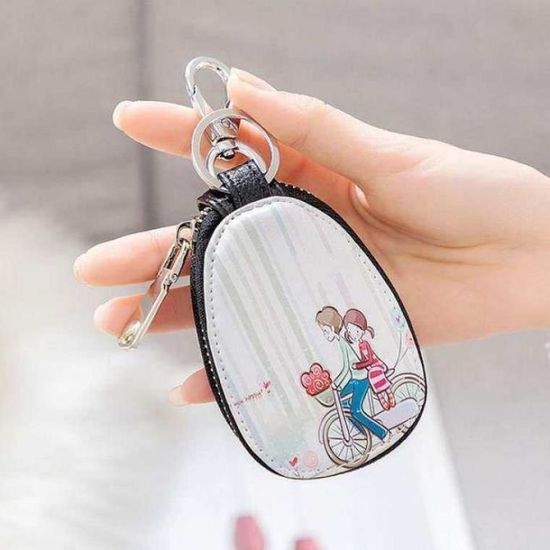 Étui à Clés En Cuir Branco Turquoise - Compartiment Zip, Poche Carte - Pour Clés De Voiture Et Objets Personnels - 2