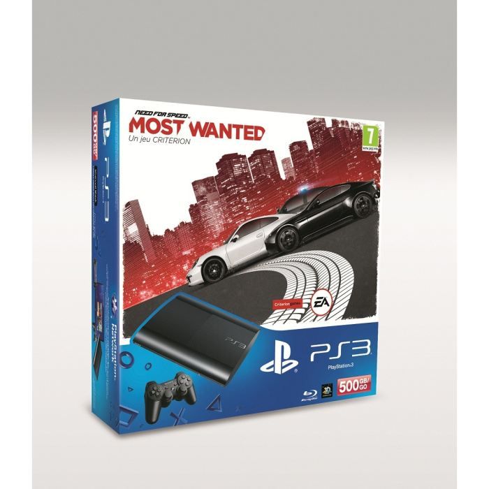 Sony Computer Entertainment Console Salon - Sony - PS3 Slim Noire 500 Go - Plateforme PS3 - Pack Avec Need For Speed Most Wanted