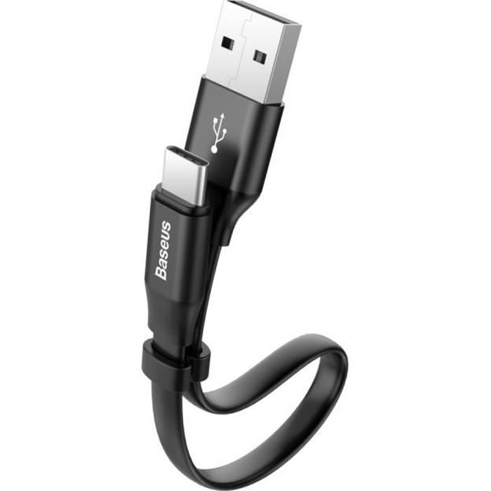 Pour Samsung Galaxy A51 : Câble USB Court USB-C Baseus Noir