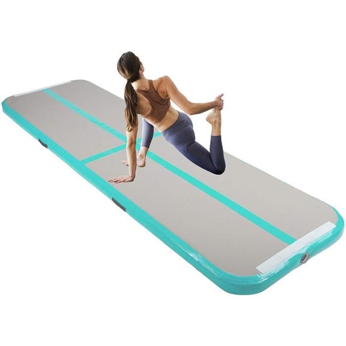 Tapis de Gymnastique Gonflable Airtrack Gymnastique PVC Tapis de Tumbling 600 x 100 x 10 cm sans Pompe pour Yoga/Taekwondo Vert