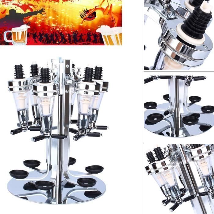 Distributeur Boissons Vin Alcool Bar 6 bouteilles Doseur Alcool Supporter Stand Rotatif -XNA