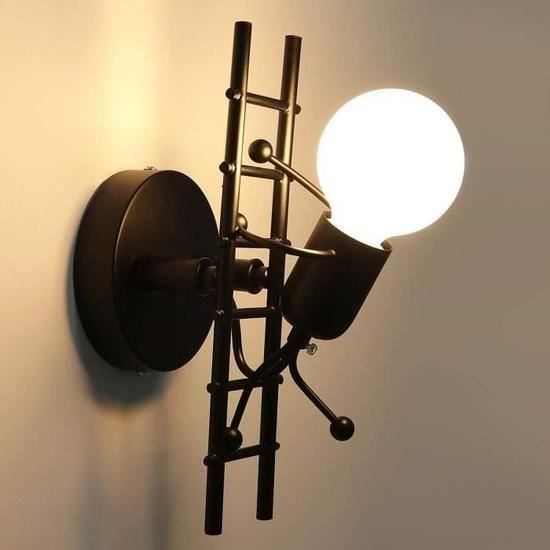 Applique Murale Interieur, E27 Créatifs Applique Murale Rétro Vintage Lampe murale Noir Moderne Individuels Applique Métal Lampe