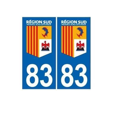 83 Var Région SUD logo sticker autocollant plaque immatriculation auto - Angles : droits