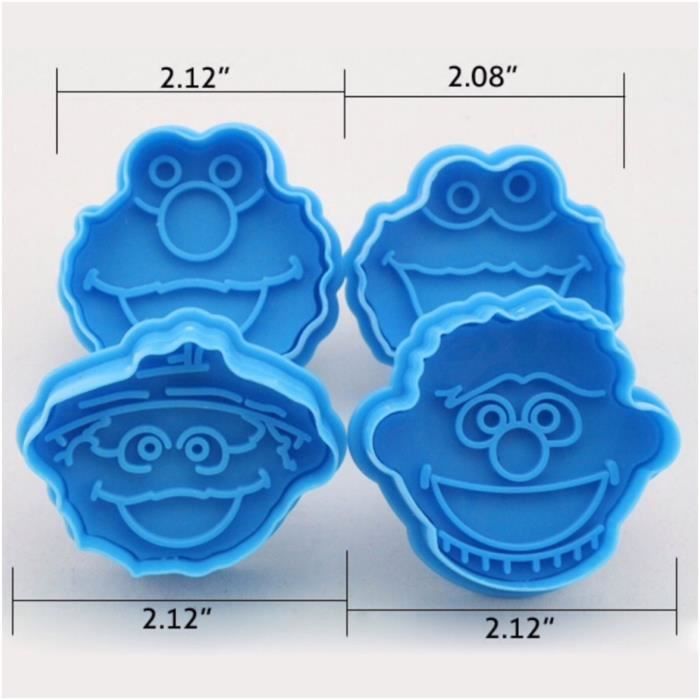 Stamp Multicolor 3D Sesame Street Elmo Cookie Cutter Biscuit Hand Press Plunger Cutter Mold