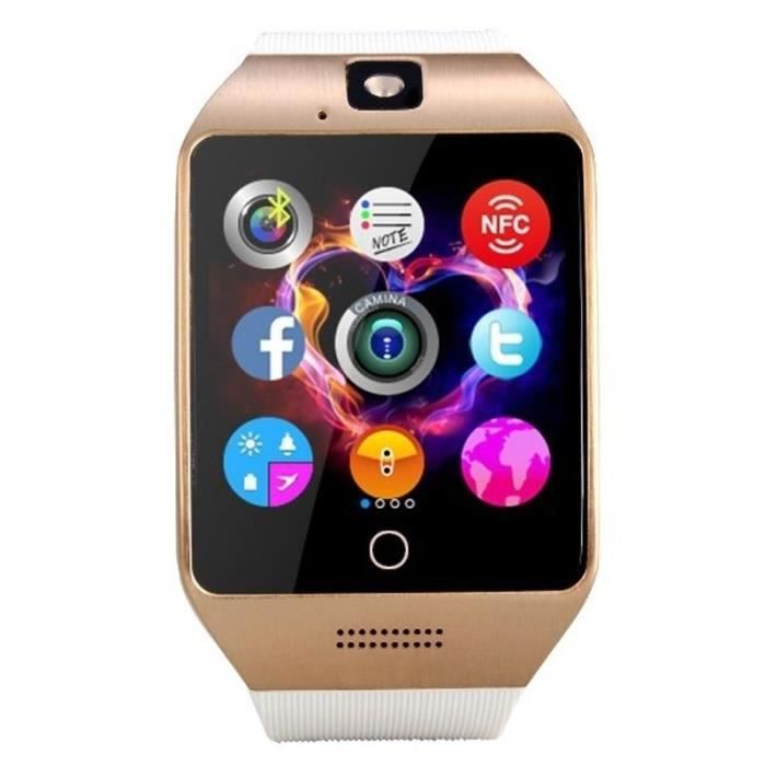 Montre Connectéee Android iOs Smartwatch Sms Appels Bluetooth Sim Card Antiperte + SD 4Go - YONIS Or