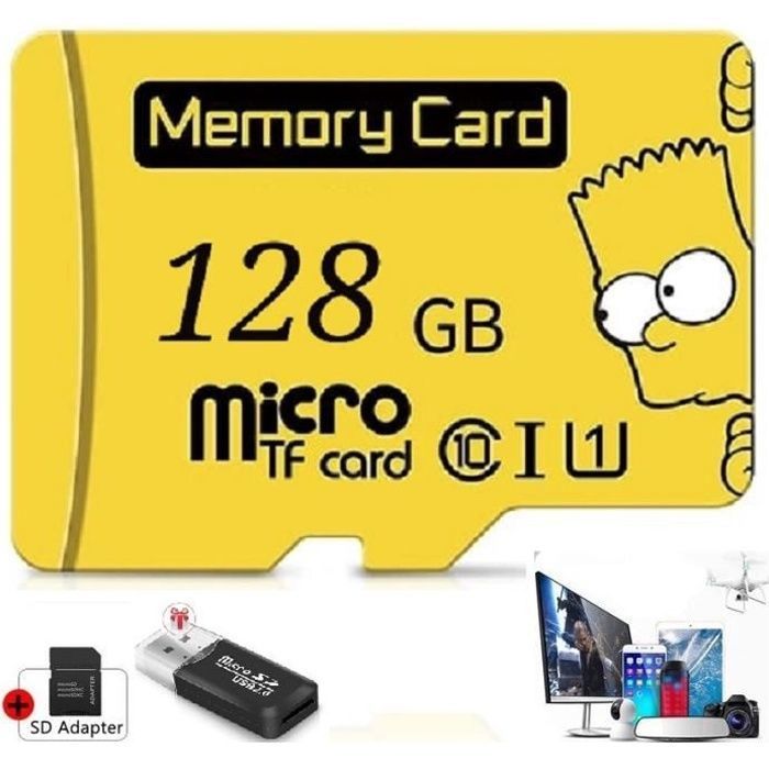Cartes Mémoire Micro sd 128 GO micro SDXC/SDHC Classe 10 UHS-I TF