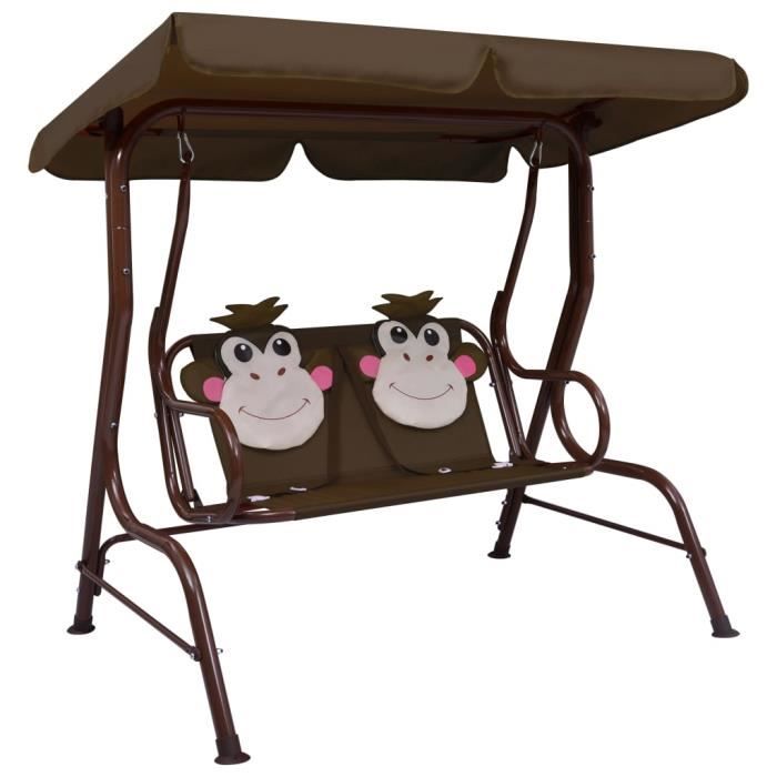 Magnifique - Balancelle pour enfants - Meubles d’extérieur de jardin Balancelle confort Marron 115x75x110 cm Tissu