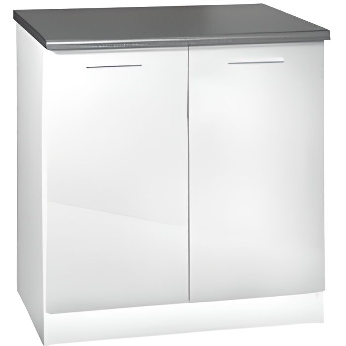 Meuble cuisine bas 80 cm 2 portes TARA blanc