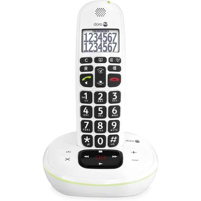 Doro PhoneEasy 115 Téléphone Sans Fil pour Seniors avec Grandes Touches, Son Amplifié et Répondeur Intégré [Version Française]