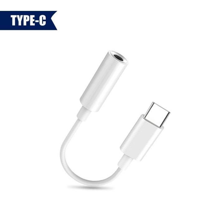 Câble téléphone,USB Type C à 3.5mm casque écouteur Aux Jack adaptateur câble Audio pour iPad Pro 2018 Huawei Xiaomi - Type white