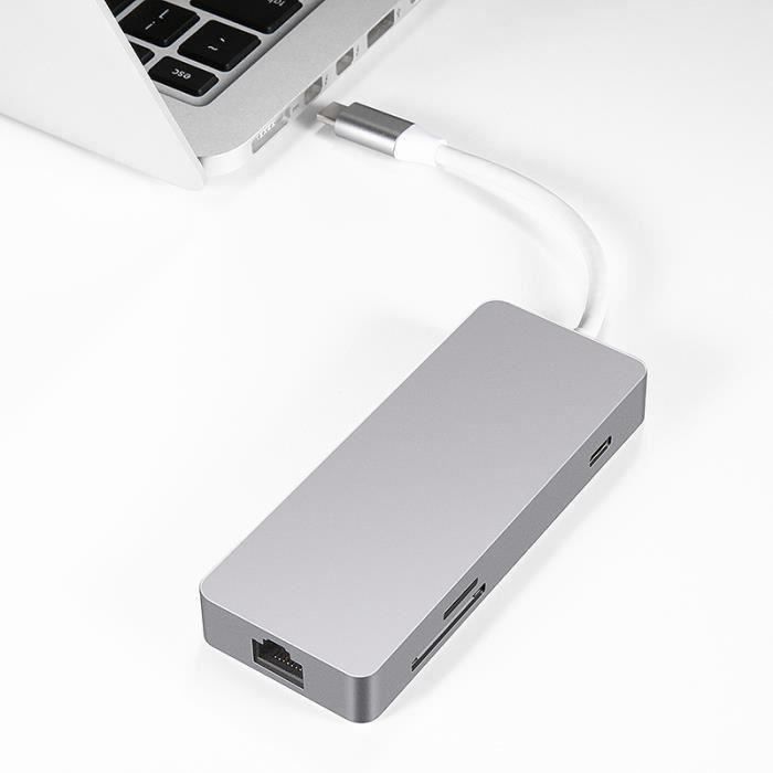 Convertisseur 7 ports mult Type-C USB C Hub HDMI Ethernet SD TF L52264