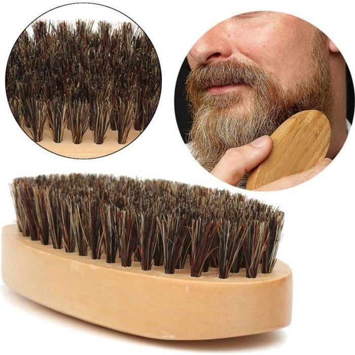 Brosse Barbe Moustache Naturel Poils De Sanglier Peigne En Bois Poignet Pr Hommes
