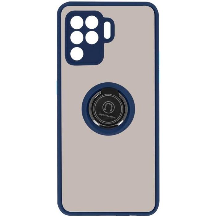 Coque Oppo A94 5G Bimatière Bague Métallique Support bleu Bleu