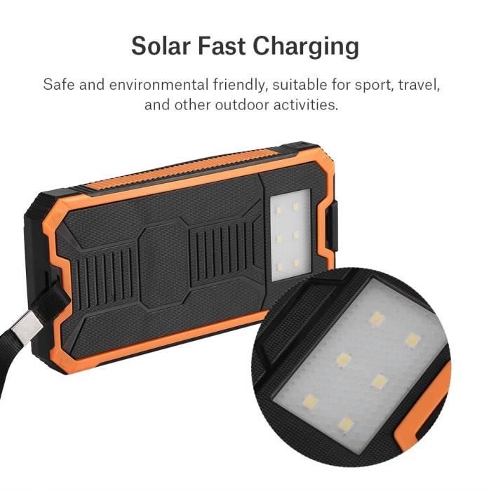 Dilwe Banque d'alimentation Portable Portable 20000mAh Banque d'alimentation Solaire de Double USB Charge Rapide DIY Kit Orange