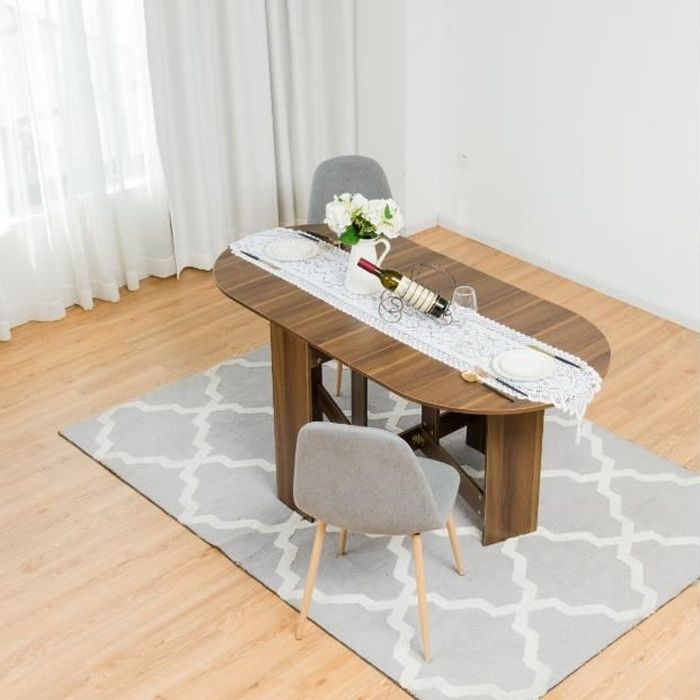 DREAMADE Table de Salle à Manger Pliante, Table Pliante de Cuisine Multifonctionnelle avec Plateau Ovale, Economiser de l'Espace
