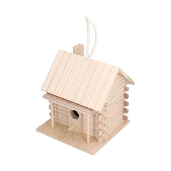 Drfeify nichoir en bois Maison d'oiseau en bois cabane en rondins suspendue nichoir pour décoration extérieure d'oiseau et